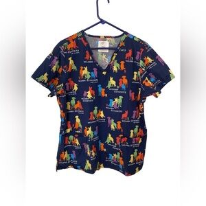 Cherokee X Dog is Good Welcome Diversity Dog Pattern Scrub Top